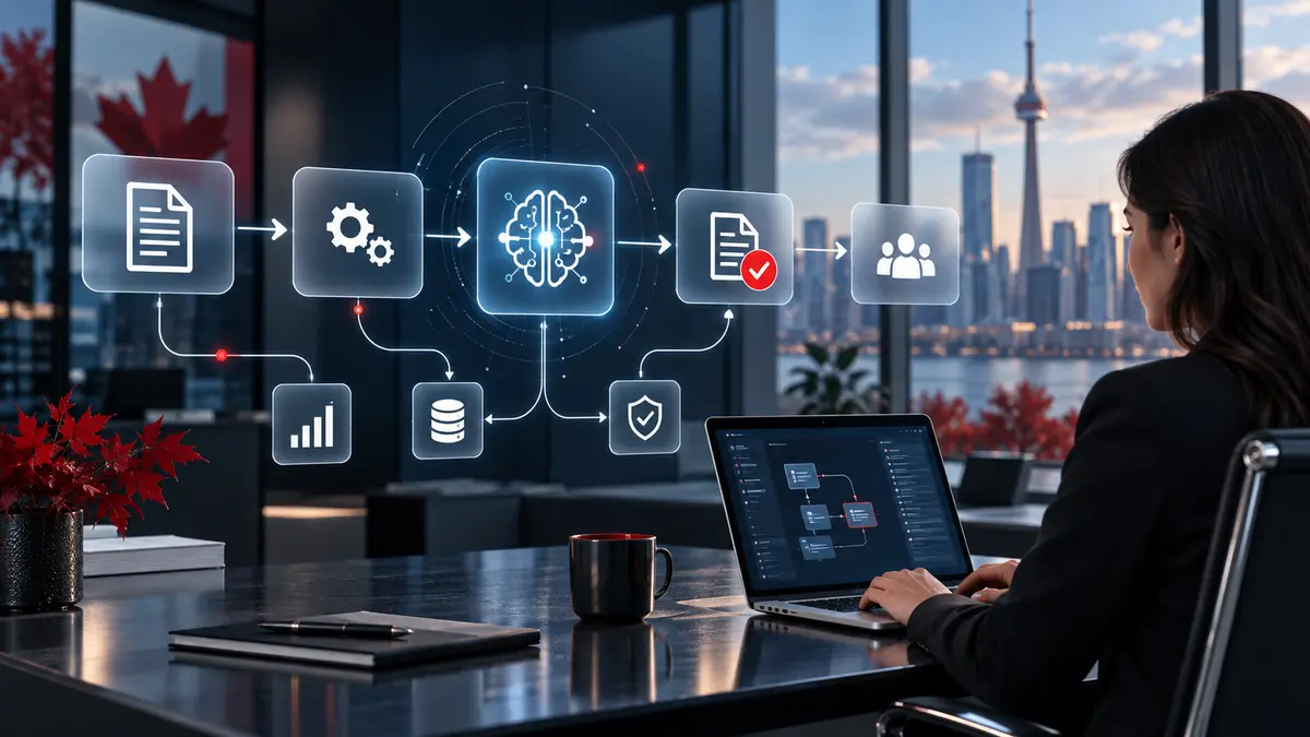 AI workflow automation connecting business documents, approvals and teams in Canada